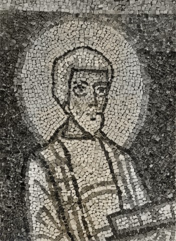 Zigrossi, Giuseppe — Anonimo romano sec. IX - S. Maria in Domnica, mosaico dell'arco trionfale: quinto apostolo di sinistra — particolare